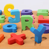 Puzzle Educativ din lemn literele Alfabetului 26 piese multicolore